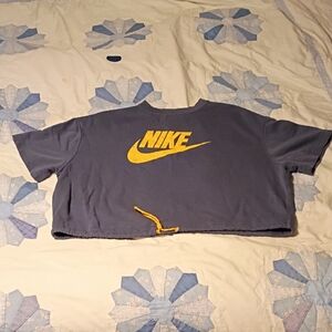 Nike Gray Crop Top with Yellow Logo